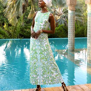 NWT $228 Lilly Pulitzer Resort White Sol Mates Engineered Knit Dress Green